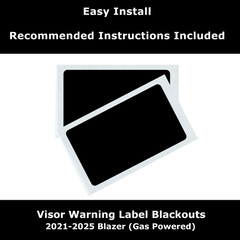 Fits Chevy Blazer 2021-2026 Sun Visor – Warning Label Blackout Decals