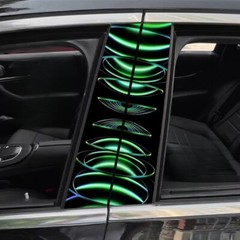 Wow~Colorful Light Wave Car Center Pillar Sticker B-pillar Protective Film 2pcs