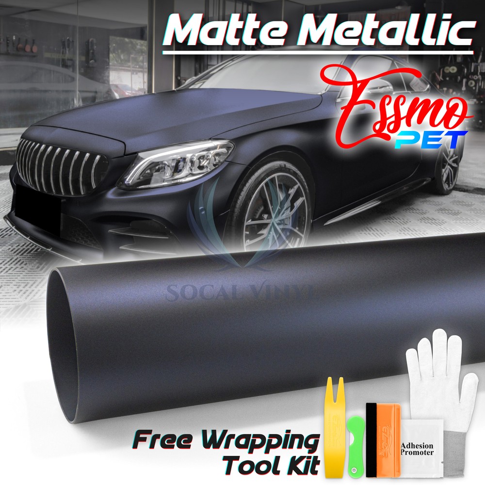 ESSMO PET Matte Metallic Blackish Blue Car Vehicle Vinyl Wrap Decal Sticker
