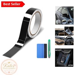 Automotive Grade Self-Adhesive Gloss Black Vinyl Wrap, 1in x 30ft for Car & Bike