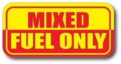 Yellow Mixed Fuel Only Vinyl Decal Sticker Label Oil Gas Door Label Weatherproof