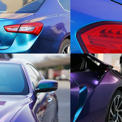 5FTx50FT PET Chameleon Diamond Purple Blue Vinyl Wrap Full Roll Gloss Shift