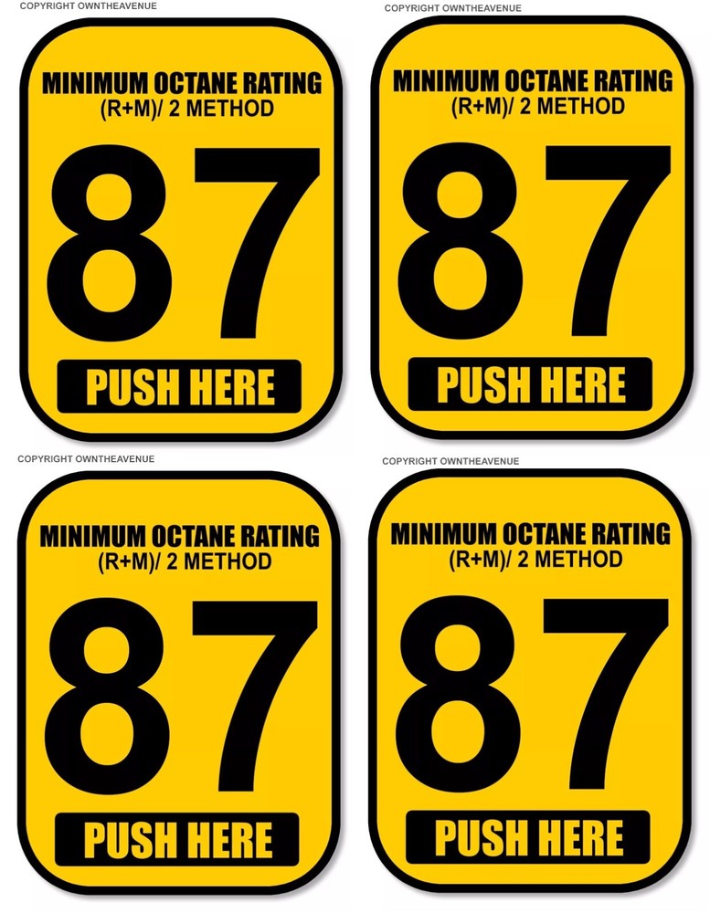 x4 – 87 Octane Gas Pump Button Label Vinyl Sticker Gasoline Petrol Decal 2″x2.5″