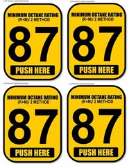 x4 – 87 Octane Gas Pump Button Label Vinyl Sticker Gasoline Petrol Decal 2″x2.5″