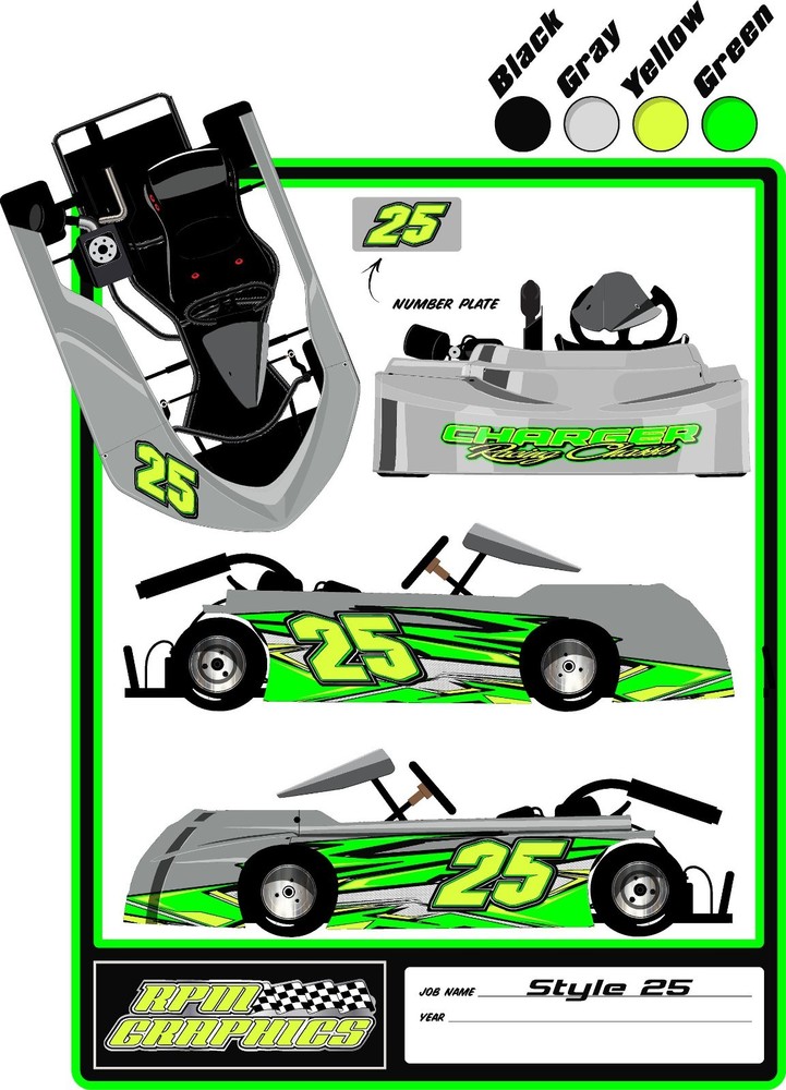 RACING GO KART WRAP WITH FRONT AND REAR NUMBERS, graphics, decals, wraps-Style25