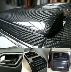 5D Carbon Fiber Black High Gloss Glossy Auto Vinyl Wrap Sticker Decal Sheet Film