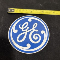 G E 3” Stickers Blue Background White Lettering & Design Car Notebook Emblem