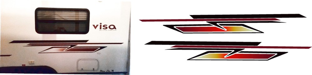 Flair set for VISA RV Graphic Lettering decal Both sides.