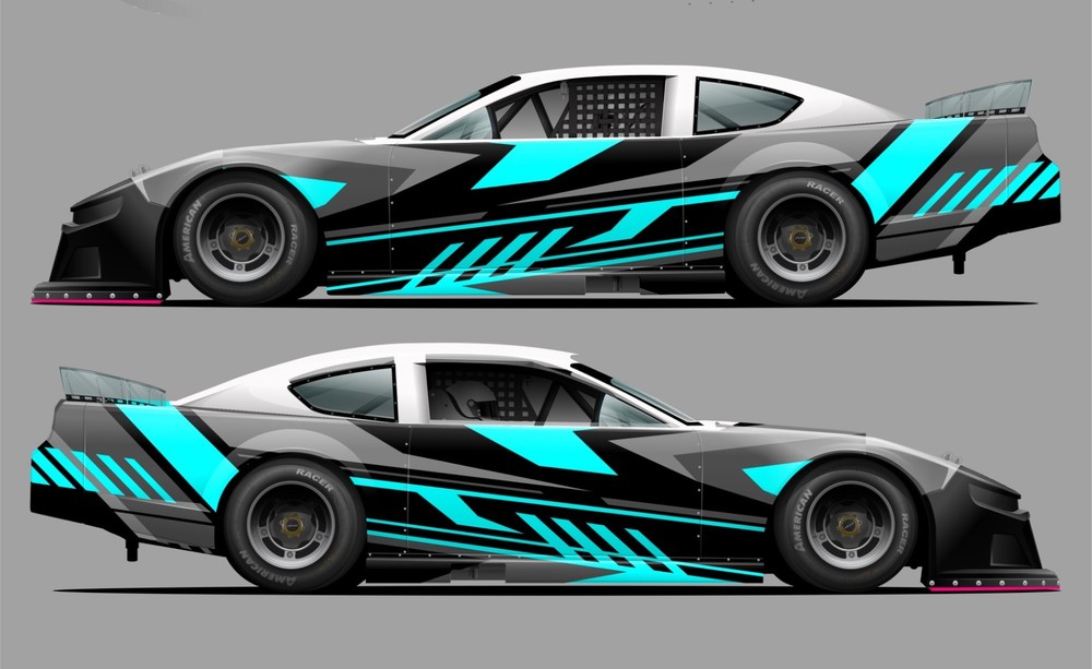 Teal Race Car Side Wrap Decals Late Model, Street Stock, Modified #46