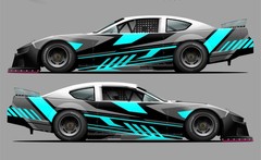 Teal Race Car Side Wrap Decals Late Model, Street Stock, Modified #46
