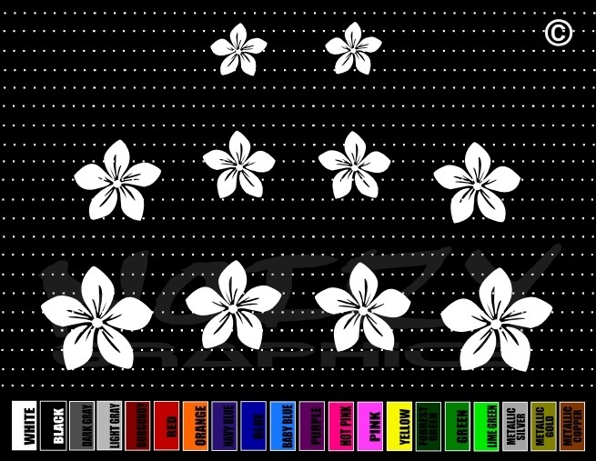 Plumeria #20 Set Flower Hawaiian Cute Hibiscus Car Decal Window Vinyl Sticker