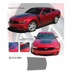 “Dominator ” Hood Stripe Ford Mustang ’10-12 Vinyl Graphic Kit – Metallic Silver