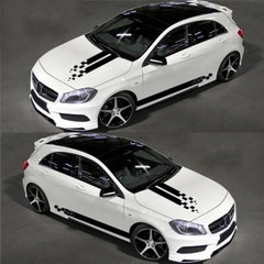 5Pcs Car Side Body Vinyl Decal Sticker Sports Racing Stripe Hood Mirror Decals