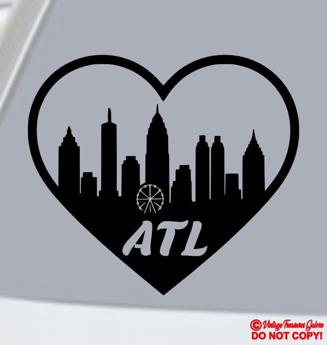 ATLANTA SKYLINE HEART Vinyl Decal Sticker Car Rear Window Bumper GEORGIA ATL GA
