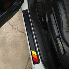 DOOR SILL PROTECTOR Classic Retro Style Tri-Color Carbon Fiber Door Sill Sticker