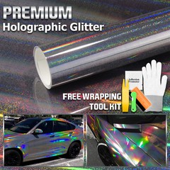 Holographic Glitter Black Rainbow Chrome Car Vinyl Wrap Sticker Decal Sheet