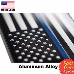 ALUMINUM Police Officer Emblem Thin Blue Line American Flag Decal Sticker USA