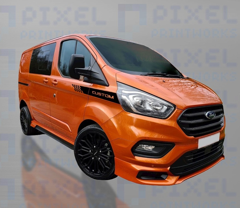 CUSTOM Check Front Wing Stripes – Vinyl Decal for Transit Custom MK8 (2014–2023)