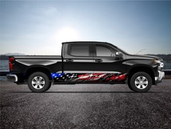 American Flag Grunge USA Rocker Panel Truck SUV Graphic Decal Wrap Kit -4 Sizes