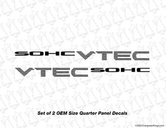 SOHC VTEC Quarter Panel Decals for 92-00 Civic DX LX EX HX VX Ek Eg Ef JDM CDM