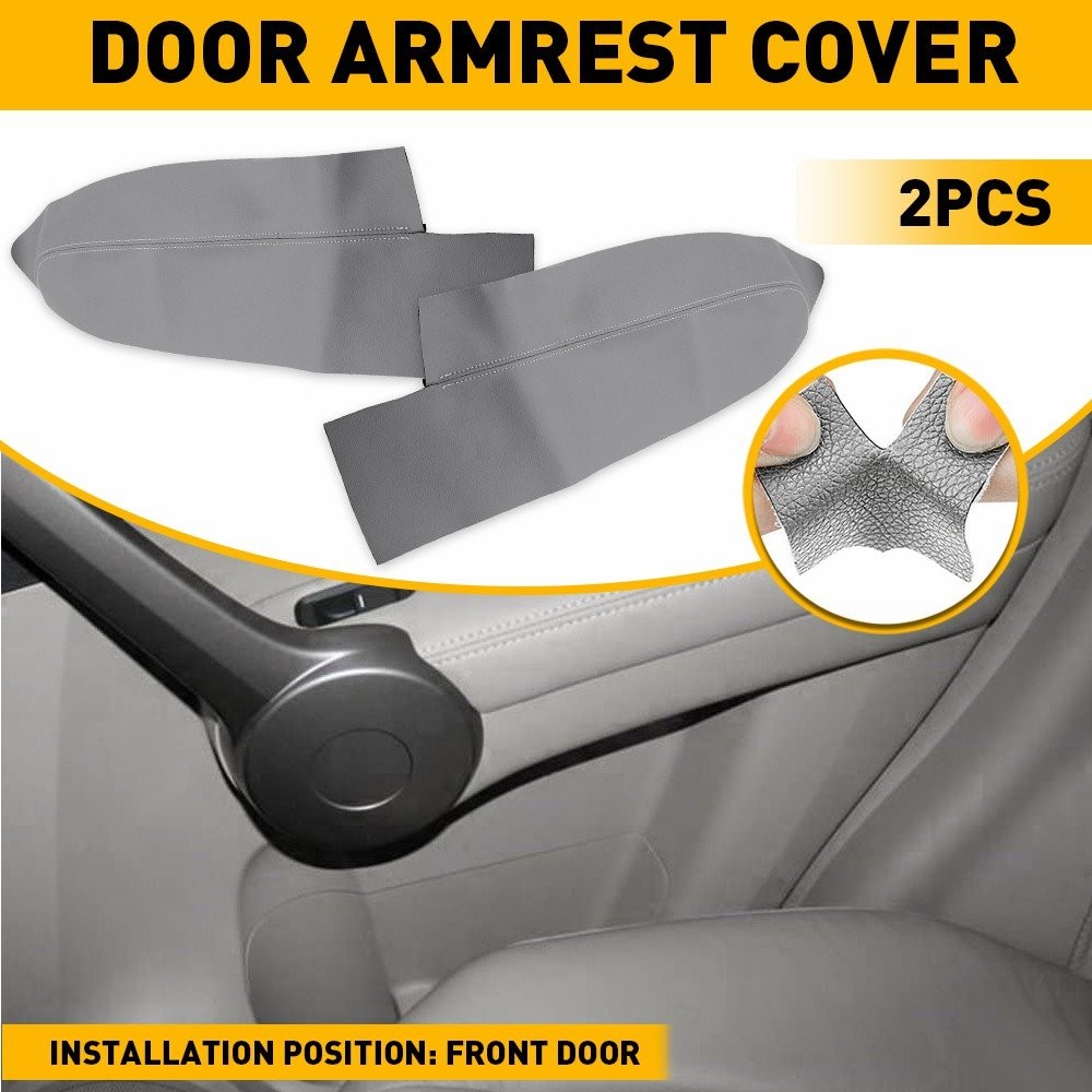 2/4Pcs Front Armrest Door Panels Cover Fit 2007-2012 CR-V CRV Honda Leather Gray