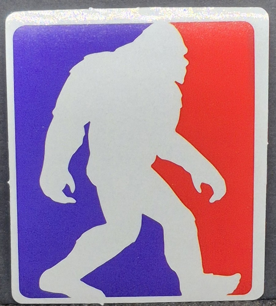 Bigfoot/Sasquatch Cryptid Red, White & Blue Glossy Decal Sticker 2″×2.25″