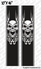 Skull & Flames Truck Bed Decals Stripes (Pair)- Fits Ram Chevy Ford F150 Toyota