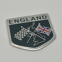 England Flag Racing Car Emblem Badge English GBR UK Sticker 2″x 2.25” Aluminum