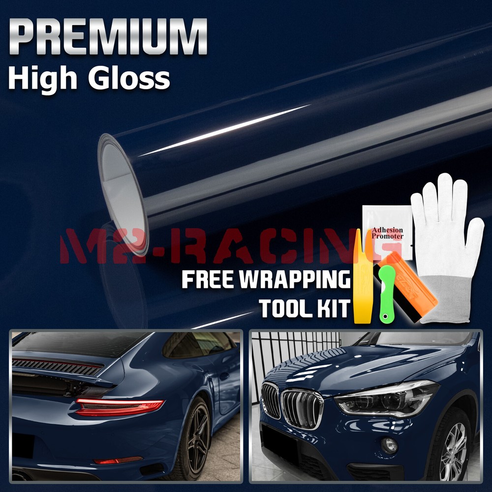 High Gloss Midnight Blue Car Vinyl Wrap Sticker Decal Sheet Film DIY Air Release
