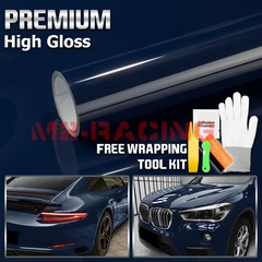 High Gloss Midnight Blue Car Vinyl Wrap Sticker Decal Sheet Film DIY Air Release