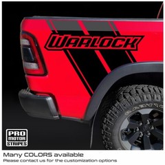 Dodge RAM 1500 2019-2023 WARLOCK Rear Quarter Side Bed Decals (Choose Color)