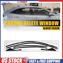 Delete Blackout Window Trim Glossy Black For 17-21 Honda Civic Hatchback 1-5Set