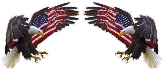 UV Laminate American Eagle American Flag Huge Pair Decals 48″ Each
