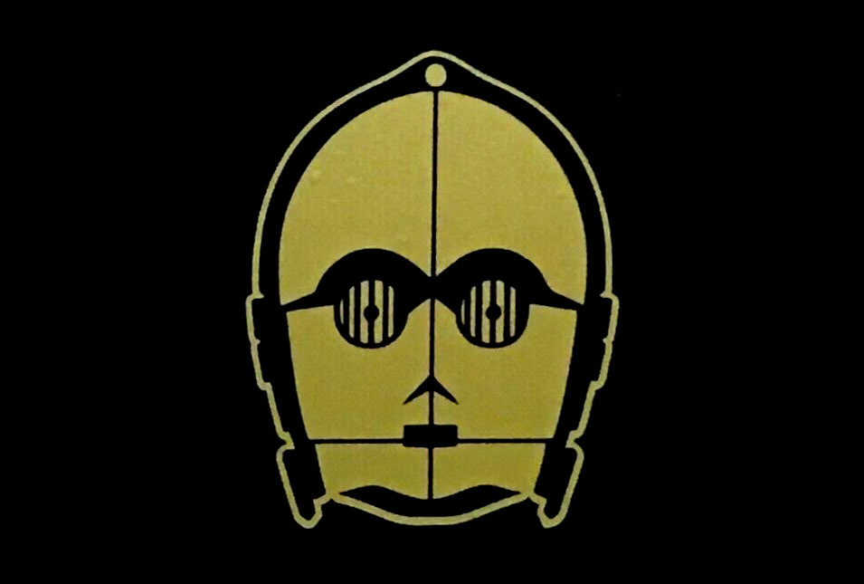 C-3PO gold/brass vinyl decal for car windows weatherproof 4.3 x 3.4″ Made in USA