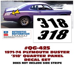 GE-QG-425 1971-74 PLYMOUTH DUSTER – 318 QUARTER PANEL DECAL SET