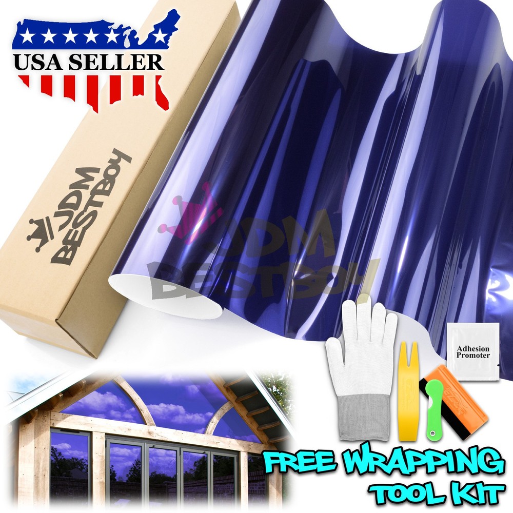 Purple Chrome Window Tint One Way Mirror Film UV Heat Reflective Home Office DIY