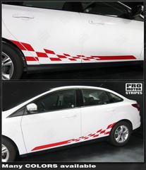 Ford Focus Rocker Panel Checkered Side Stripes Decals 2011 2012 2013 2014