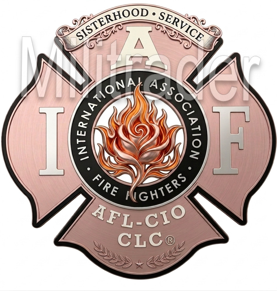 IAFF Female Firefighter 2″ Decal Rose Gold Flower Flame Helmet Window Sticker