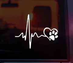 New Heartbeat Paw Print Pet Decal – Dog Cat Lover Vinyl Sticker