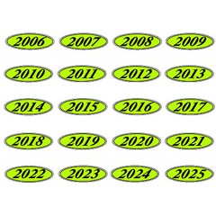 EZ-Line Car Dealer Oval Model Year 2 DOZEN Windshield Sticker Chartreuse
