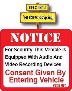 Notice For Security This Vehicle Equipped With Audio Video Devices Sticker P925