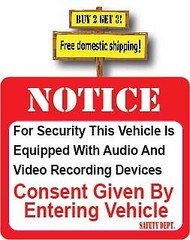 Notice For Security This Vehicle Equipped With Audio Video Devices Sticker P925