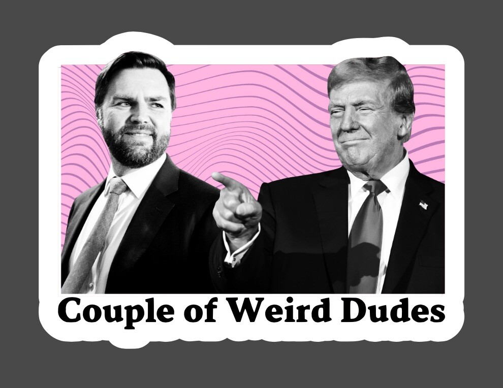Sticker – Weird Dudes – Trump & Vance – 2024 Election Harris For President Walz