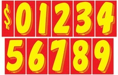 CAR DEALER WINDSHIELD STICKERS LARGE VINYL NUMBER DECALS 11 PACKS RED YELLOW