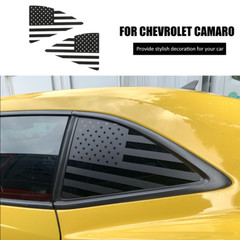 Black USA Flag Decals Rear Quarter Window Sticker for Chevrolet Camaro 2010-2015