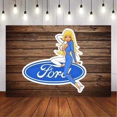 Vintage FORD MOTORS PINUP GIRL Laminated Vinyl Decal 