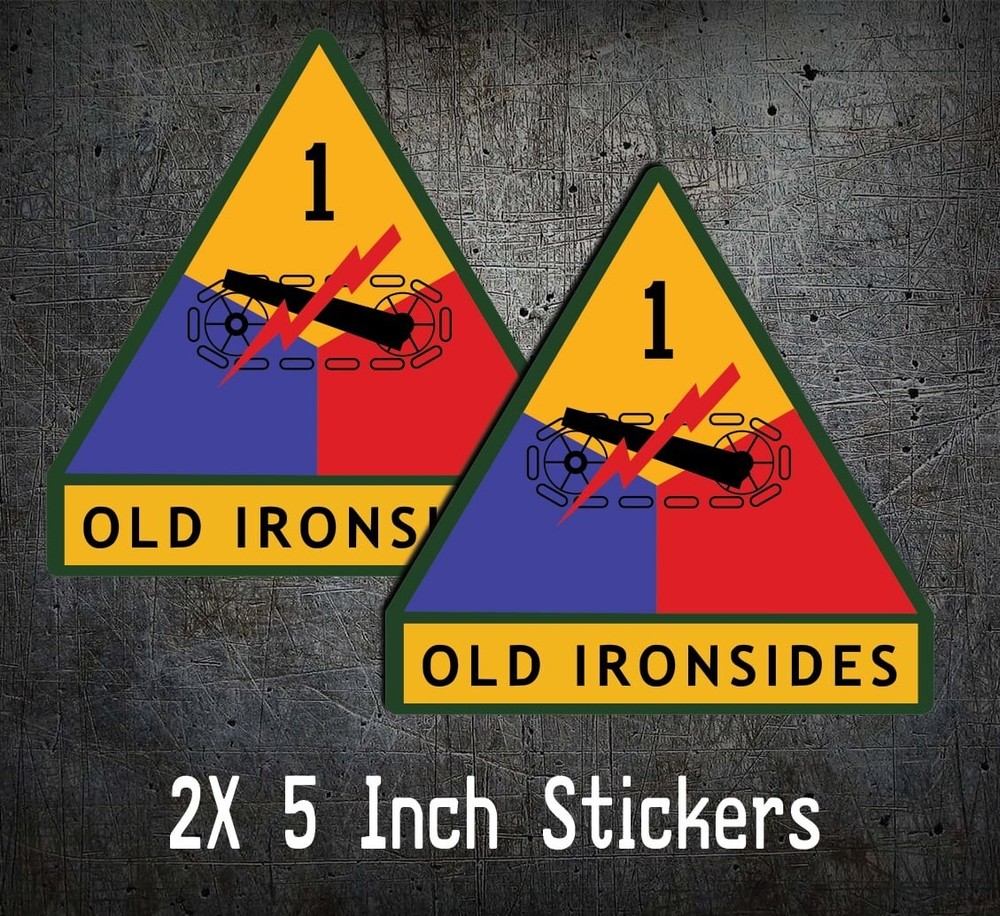 Army 1st Armored Division Old Ironsides Veteran Military American Flag sticker
