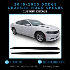 For 2015-2020 Charger Hood Spears Graphic Overlay Decal – Satin Metallic Chrome