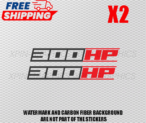 300 HP / HORSEPOWER VINYL DECAL STICKER 2 COLOR STICKERS MATTE BLACK/RED