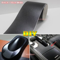 Decoration 4″ W Black Matte 3D Leather Grain Texture Vinyl Sticker Car Wrap AB